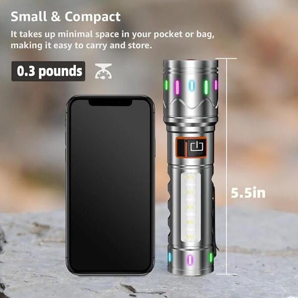 Rechargeable Small LED Flashlight, high Lumen EDC Flashlight, Five Lighting Modes and Zoom, Suitable for Daily Carrying and Emergency use. - Image 4