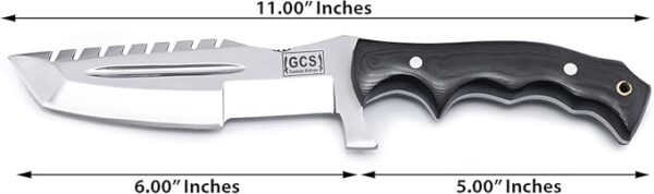 GCS Handmade D2 steel Hunting Knife G10 Handle Fixed Blade Knife Right Hand Scout Carry Buffalo leather Sheath and Sharpening Stone for Hunting Camping Survival and EDC - Image 4
