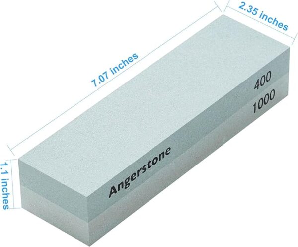 Angerstone Portable Whetstone Knife Sharpening Stone - Outdoor Hunting Knife Sharpener Stone Kit Dual Grit 400/1000 - Pocket Sharpening Stones for Knives with Cowhide Pouch for Bushcraft Camping Field - Image 3