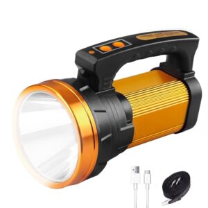 1800LM Rechargeable Spotlight 13600mAh Spotlight Flashlight 80H Long Lasting IP67 Waterproof 3 Modes Spot Light for Outdoor Camping Home Emergency
