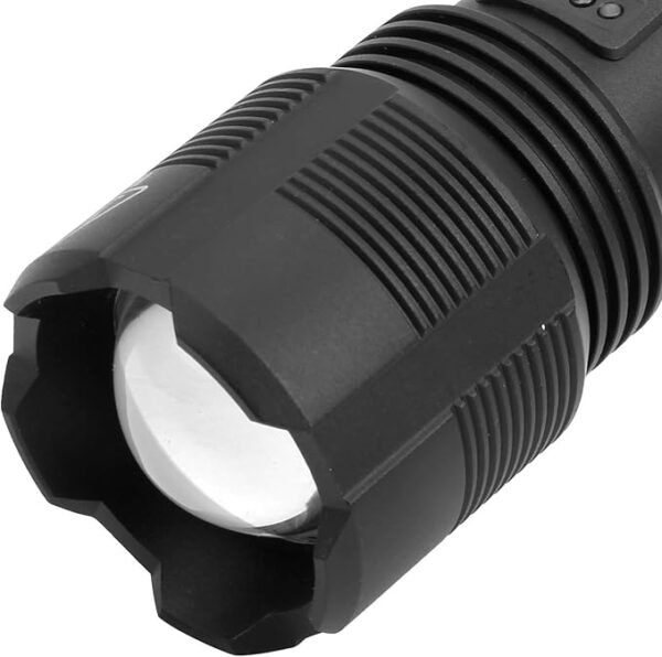 Pilipane Flashlight Zoom Electric Quantity Display USB Rechargeable Strong Brightness Torch P70 High Light Transmitting Convex Mirror for Outdoor Emergency Aluminum Alloy ABS 16.5x4cm 218g - Image 5