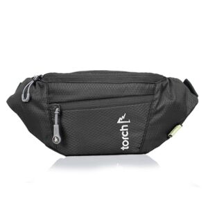 TORCH Fanny Pack for Men Crossbody - Waist Bag for Women with Compass Survival & Secret Pocket, Shoulder Bag Men Women for Travelling, Workout, Running, Outdoor - Hamura (Grey)
