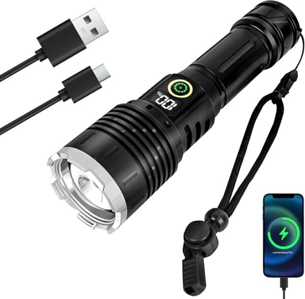 Rechargeable Flashlights High Lumensï¼LED Flashlightsï¼High Powered 250,000 Lumens Super Bright Tactical ï¼2LED Bulb,Brightest Flashlightï¼Handheld Flash Light for Emergencies, Camping, Hiking - Image 2