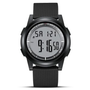 HANPOSH Mens Digital Watch Ultra Thin Minimalist Sports Waterproof Outdoor LED Screen Large Face Wrist Watches for Men with Back Light Alarm Date Stopwatch