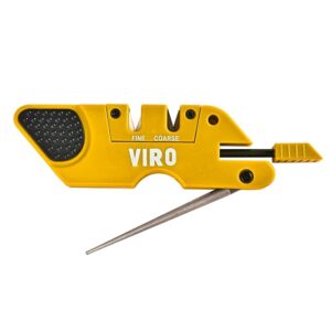 VIRO 6-in-1 Pocket Knife Sharpener& Survival Tool Outdoor Hunting Knife & Hook Sharpener, Handheld, Compact, Lightweight, Multi Use (Yellow)