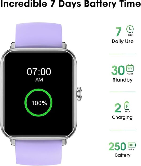Smart Watch, Fitness Tracker with Heart Rate Monitor, Blood Oxygen, Sleep Tracking, 1.5 Inch Touchscreen Smartwatch for Android iOS Swimming Waterproof Pedometer Step Calories Tracker for Women Men - Image 7