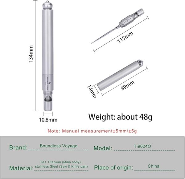 Boundless Voyage Titanium Survival Whistle Portable Camping Saw Knife Awl 4-in-1 EDC Outdoor Gear Multi-Purpose Tool for Hiking, Hunting, Pets Training Ti9024O - Image 3