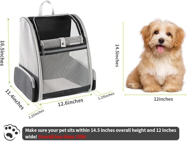 Texsens Innovative Traveler Bubble Backpack Pet Carriers for Cats and Dogs (Black) - Image 3