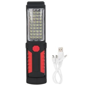 LED Torch Light Super Bright USB Rechargeable Portable Flashlight with 360 Degree Rotating Base Strong Magnet and Hook for Camping Hiking Emergency ABS Material 275g