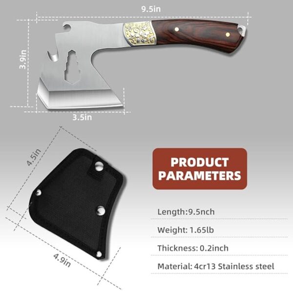 Camping Hatchet Camping Axe Forged High Carbon Steel for Meat Cleaver Axe Outdoor Splitting Wood Great for Axe Throwing, Camping, Survival, Outdoors and Chopping (734F) - Image 4