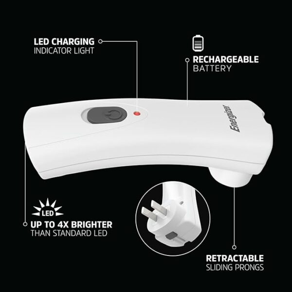 Energizer Weatheready Rechargeable Compact Handheld Light, Plug-in LED Emergency Flashlight, Automatic Turn-On, Built-in Battery Included, 3 Count - Image 4