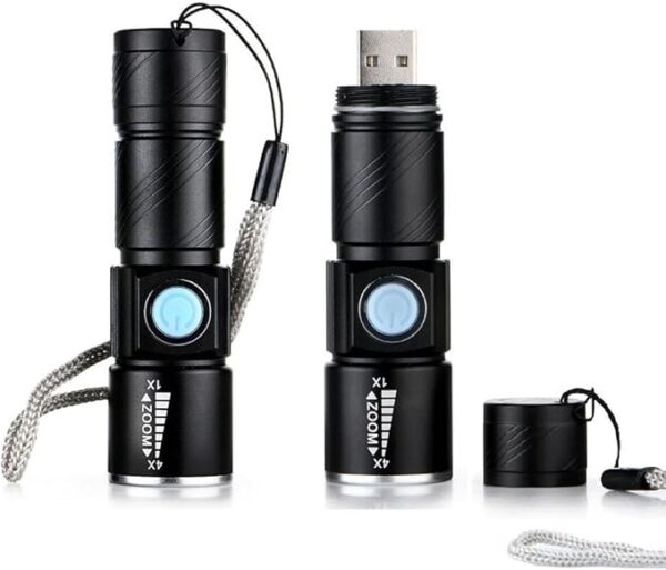 WREOW Mini USB Rechargeable Flashlight LED Flashlights 3 Light Modes and Zoomable, IP65 Water-Resistant Super Bright Pocket Torch Light for Camping, Hiking, Emergency, EDC (2 Pack) - Image 2