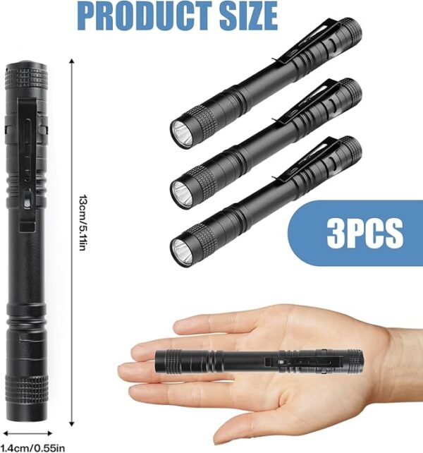 5.1" Mini Pocket Flashlight, Small LED Pen Light with Clip, 500 Lumen Torch White Light Powered by AAA Battery, Portable Versatile for Inspection Medical Repair Camping Outdoor Emergency - Image 3