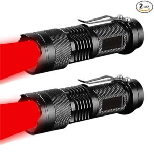 Red LED Flashlight High Lumens, Ultra Bright Red Flashlight Red Light Torch, Zoomable Waterproof Flash Light for Outdoors Astronomy Aviation Night Observation Emergency (2)