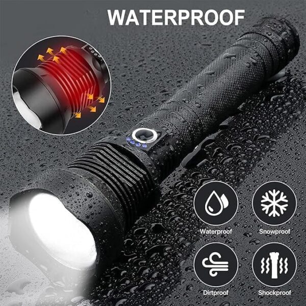 Rechargeable LED Flashlight High Lumens, 990,000 Lumens Super Bright Flashlight, 3 Mode Waterproof, Powerful Handheld Flashlight for Camping Adventure Hiking Emergency - Image 5