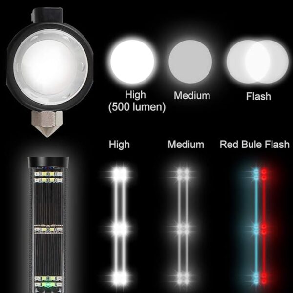 Lebote Car Flashlight Solar Power Tactical Flashlight Multi Function Flashlight Bright LED Emergency Torch Light With Safety Hammer Seat Belt Cutter Compass For Hiking Camping - Image 3