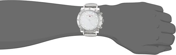 U.S. Polo Assn. Men's Silver Mesh Watch â Classic Analog Quartz Timepiece with Bold Bezel Detailing, White Dial & Textured Strap â 48mm Case â Fits Wrists 5.5" to 8" - Image 4