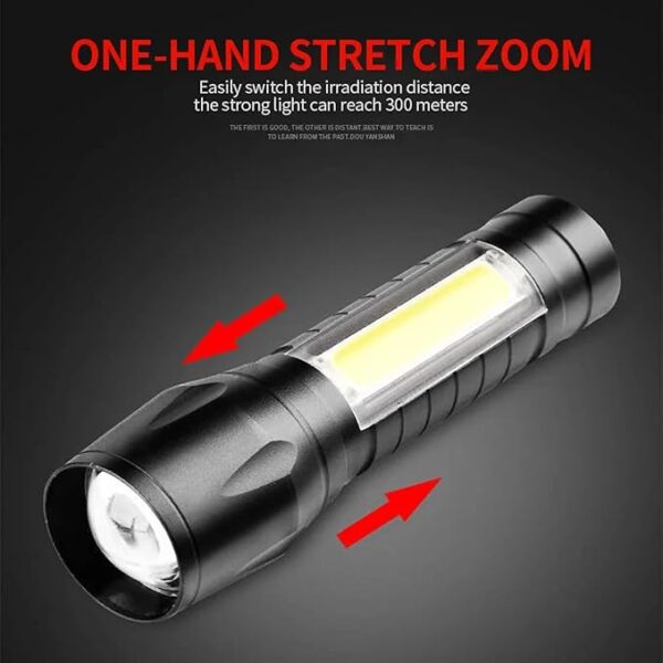 MODOAO LED Flashlight Portable Rechargeable Zoom Mini Flashlight Torch Lantern 3 Modes COB Light Flashlight for Hiking, Camping, Emergency Outdoor Use (5 Pack) - Image 4