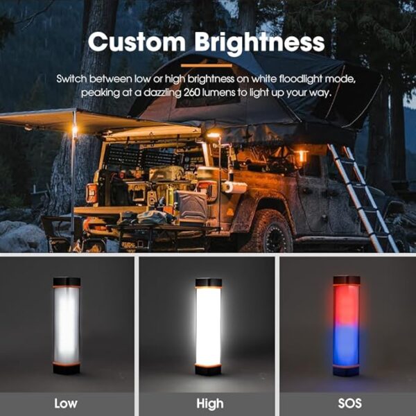 310LM LED Torch Light - Rechargeable Flashlight w/ 2500mAh Power Bank, 5 Lighting Modes & Magnetic Base, IP65 Waterproof Portable Spotlight Floodlight for Camping Hiking Backpacking Emergency - Image 4