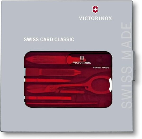 Victorinox Swiss Card Classic Swiss Army Knife, 10 Functions, Swiss Made Pocket Knife with Scissors and Pressurized Ballpoint Pen - Ruby - Image 4