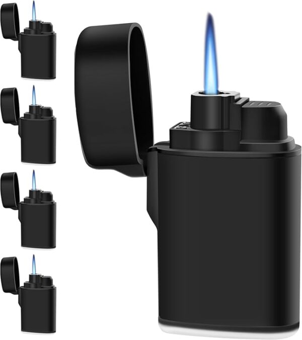Navpeak Mini Torch Lighter Windproof Jet Flame Butane Refillable Pocket Lighter for Candles, Outdoor, Camping, Fireplaces, Gas Stove, BBQ & Survival Gear, Pack 5, Black Color (Butane not Included) - Image 2