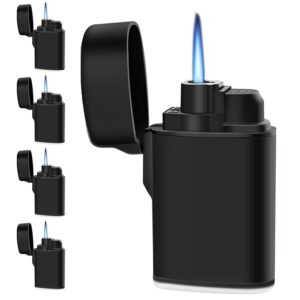 Navpeak Mini Torch Lighter Windproof Jet Flame Butane Refillable Pocket Lighter for Candles, Outdoor, Camping, Fireplaces, Gas Stove, BBQ & Survival Gear, Pack 5, Black Color (Butane not Included)