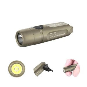 S15 Rechargeable Keychain Flashlight,650 High Lumen EDC Flashlight,Super Bright LED Mini Flashlight Be Suitable for Camping, Hiking,Outdoor Activities,Emergencyï¼Khaki 6500Kï¼