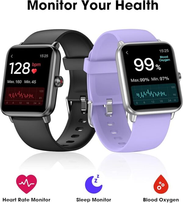 Smart Watch, Fitness Tracker with Heart Rate Monitor, Blood Oxygen, Sleep Tracking, 1.5 Inch Touchscreen Smartwatch for Android iOS Swimming Waterproof Pedometer Step Calories Tracker for Women Men - Image 4