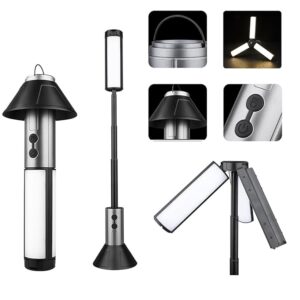 Rechargeable 3000mAh Camping Light with Stand 1.71ft Max Height ï¼Cordless Work Light with 3 LED Lamp Heads, 2200 Lumens Camping Essentials Gear Emergency Flashlightï¼Black