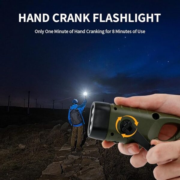 TOCH 4-Pack Hand Crank Solar Powered Flashlight LED Flashlight Emergency Lights for Outdoor Sports Hiking Campings - Image 3