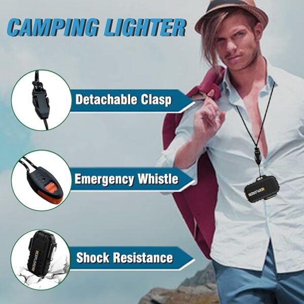 Waterproof Butane Torch Lighter Refillable Windproof Jet Flame Lighters for Fireplace Fireworks Grill Camping BBQ Lighter, Black(Without Gas) - Image 5