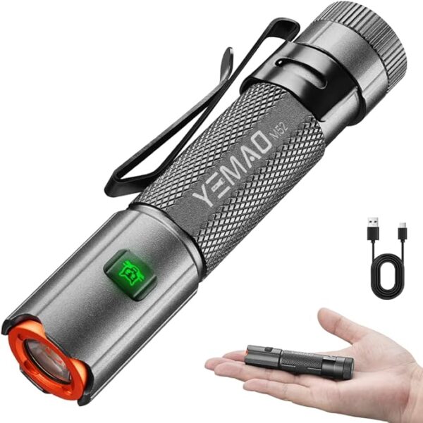 Rechargeable EDC Flashlight, Tail Magnetic Pocket-Sized Keychain Light, Super Bright 1500 Lumens, 5 Modes with IP6 Waterproof LED Torch for Camping Hiking Emergency - Image 2
