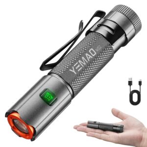 Rechargeable EDC Flashlight, Tail Magnetic Pocket-Sized Keychain Light, Super Bright 1500 Lumens, 5 Modes with IP6 Waterproof LED Torch for Camping Hiking Emergency
