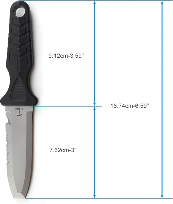 Titanium Survival Scuba Diving Knife Fixed Blade Dive Knife with Sheath & Straps - Holster on Divers BCD, Thigh/Leg, GC Belt Buckle or Wrist, Cutting, Serrated Edge & Line Cutter - Image 3