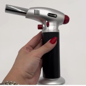 Butane Torch for Cooking - Refillable Culinary Torch for Creme Brulee, Ideal Camping Essentials, Heat Gun Functionality - Butane Not Included - Black