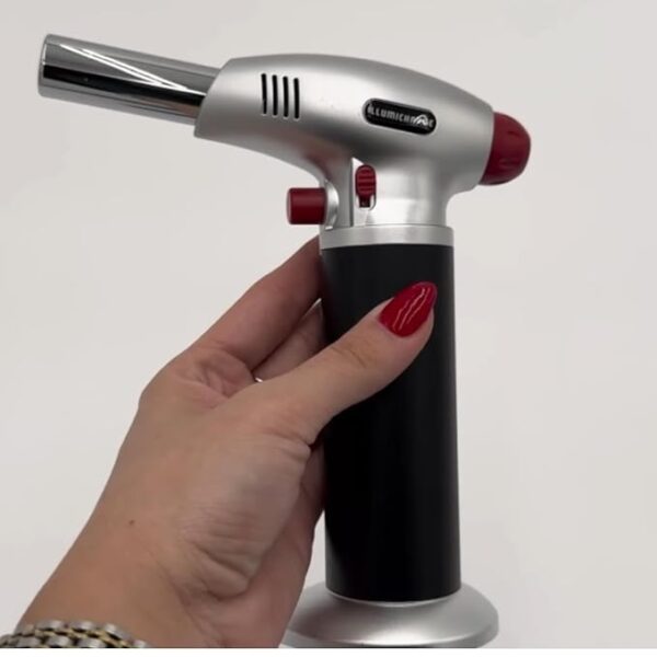 Butane Torch for Cooking - Refillable Culinary Torch for Creme Brulee, Ideal Camping Essentials, Heat Gun Functionality - Butane Not Included - Black