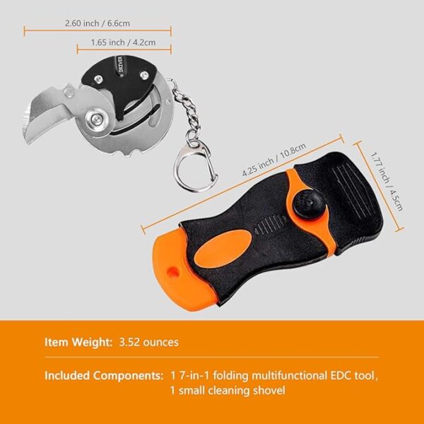 7-in-1 mini outdoor folding multifunctional tool - Small EDC Multitool with Screwdriver Set - portable pocket pendant -Compact Manual Tool (Silver stainless steel) - Image 5