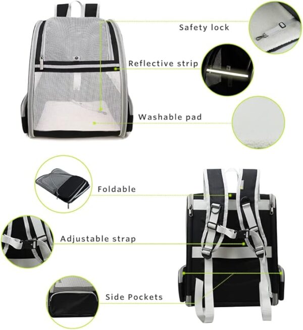 Texsens Innovative Traveler Bubble Backpack Pet Carriers for Cats and Dogs (Black) - Image 5