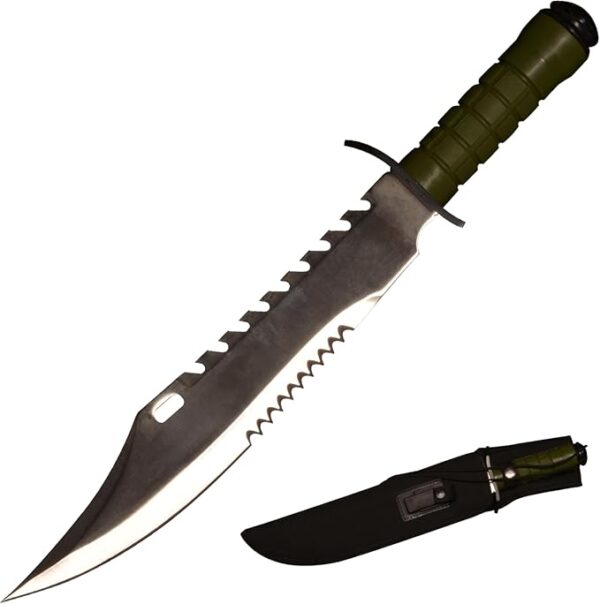 Sawtooth Dagger Blade Sharp 16.5 inches Green, Used for Outdoor Camping, Hiking, Adventure, self-Defense, Survival - Image 2