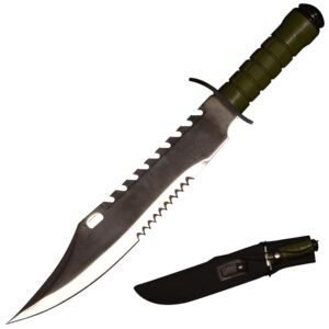 Sawtooth Dagger Blade Sharp 16.5 inches Green, Used for Outdoor Camping, Hiking, Adventure, self-Defense, Survival