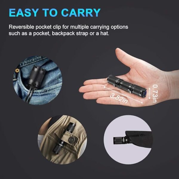 LUMINTOP Tool AA2.0 Nichia EDC Flashlight, High Color Redering Index Ra 93 219CT LED Flashlight 650 Lumens, 5 Modes with Mode Memory, Waterproof Torch for Working, Emergency - Image 3