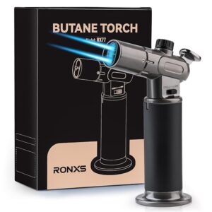 RONXS Torch Lighter, Refillable Kitchen Butane Torch, Cooking Torch with Safety Lock and Adjustable Single/Dual Flame for Creme Brulee, BBQ, Baking, Crafts and Soldering (Butane Gas Not Included)