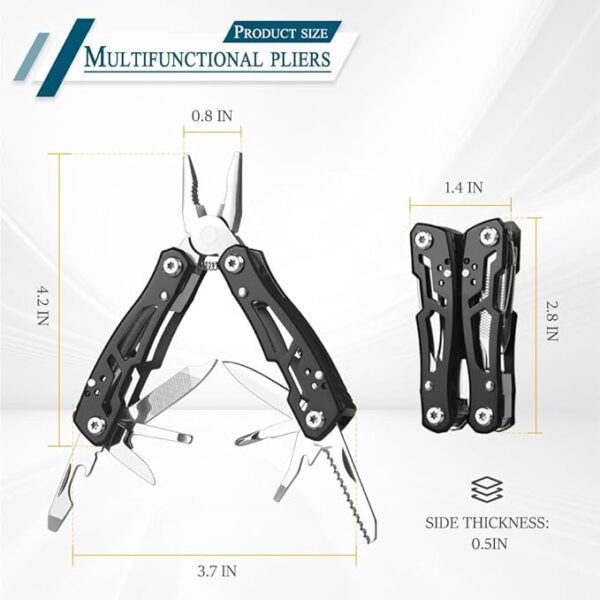 MINI Multitool Pliers, Birthday Christmas Gifts for Men Boyfriend Dad Husband Women, Pocket Knife 14-In-1, Rugged and Practical Portable Computer and Bike Gadgets, Black Camping and Survival Tools - Image 3