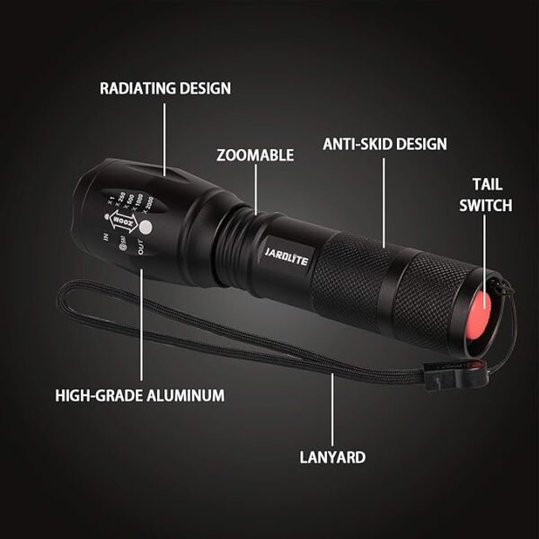 LED Emergency Handheld Flashlight, 4 Pack, Adjustable Focus, Water Resistant with 5 Modes, Best Tactical Torch for Hurricane, Camping, Dog Walking - Image 3