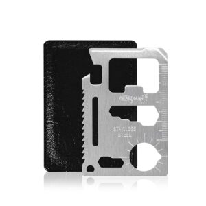 GUARDMAN 11-in-1 Survival Credit Card Multitool â Fathers Day Stocking Stuffer Christmas Gift - Multipurpose Tactical Wallet Tool With Bottle Opener, Survival Knife For Men Birthday Dad