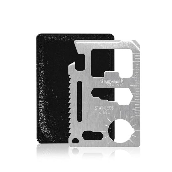 GUARDMAN 11-in-1 Survival Credit Card Multitool â Fathers Day Stocking Stuffer Christmas Gift - Multipurpose Tactical Wallet Tool With Bottle Opener, Survival Knife For Men Birthday Dad