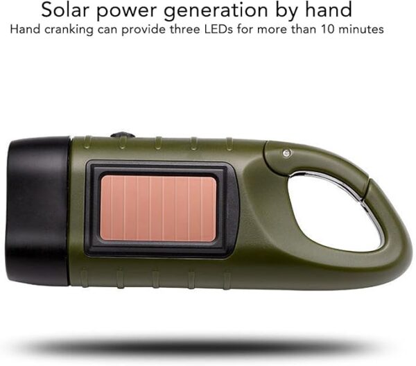 2pcs Hand Crank Solar Powered Flashlight Emergency LED Flashlights Rechargeable Handheld Flashlights Torch for Emergencies Survival Outdoor Sports Camping - Image 6