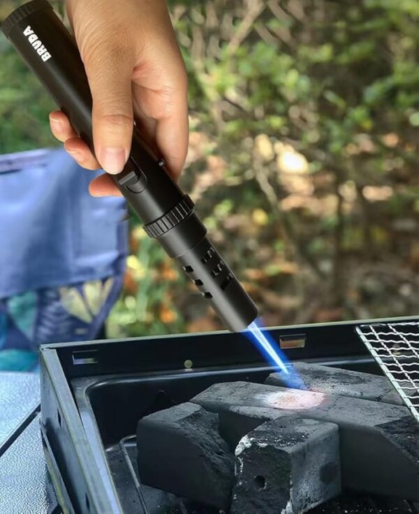 Bruda Hand Metal Butane Torch, Gas Refillable, Adjustable High Jet Flame, Blow Lighter Torch for Camping, Fire, Grill Charcoal, Fireplace, Firewood, Soldering, Cooking, Survival (Butane Not Included) - Image 3