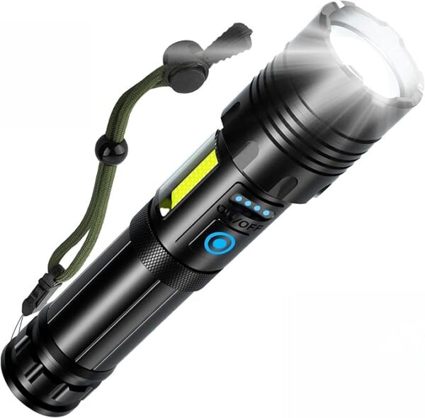 Rechargeable Flashlight High Lumens Super Bright Zoomable LED Torch with COB SideLight,Powerful Long Distance 3900ft Tactical Flashlights,Waterproof Linternas for Camping Hiking Home Emergency Gift - Image 2
