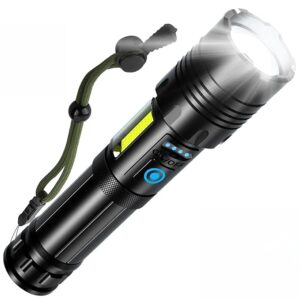 Rechargeable Flashlight High Lumens Super Bright Zoomable LED Torch with COB SideLight,Powerful Long Distance 3900ft Tactical Flashlights,Waterproof Linternas for Camping Hiking Home Emergency Gift